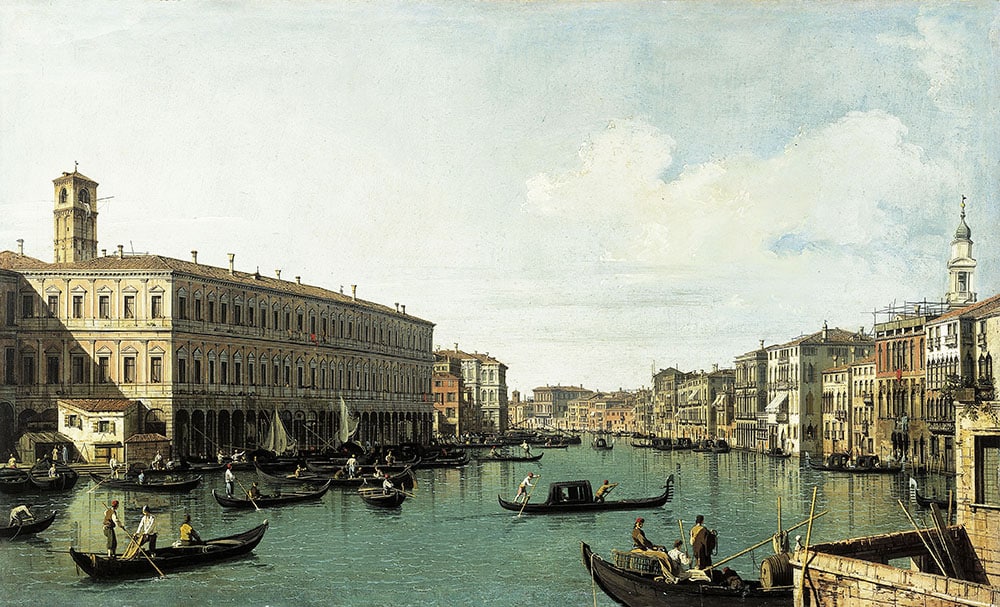 Canaletto, Le Grand Canal, vu du pont du Rialto.