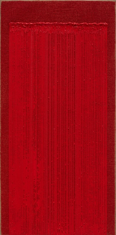 Ha Chong-Hyun, Conjunction 21-18, 2022, huile sur tissu de chanvre, 150 x 75 cm.